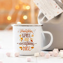 Axyaa Pumpkin Spice Enamel Mug - Festive Fall Home Decor & Gifts