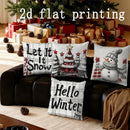 Axyaa Snowy Hello Christmas Throw Pillow Cover for Sofa, Bedroom, Car