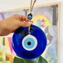 Axyaa Blue Evil Eye Glass Wall Hanging Home Protection Charm Wall Decor