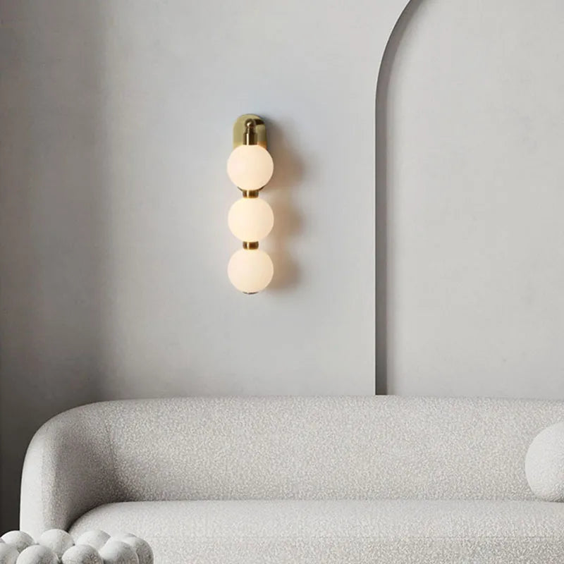 White Acrylic Ball Wall Lights Gold Metal Dimmable for Parlor Bedroom Stairs Aisle - Axyaa