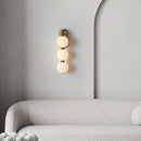White Acrylic Ball Wall Lights with Dimmable Gold Metal Finish by Axyaa