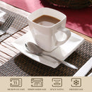 Axya White Porcelain Coffee Drinkware Set for 6 with Cups, Saucers, and Plates