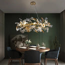 Axyaa Glass Leaf Crystal Chandelier - Elegant Luxury Lighting for Home