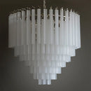 Axyaa White Glass Pendant Chandelier Light - LED Hanging Chandeliers for Bedroom Dining Living Room