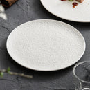 Axya Circular Ceramic Hammer Pattern Shallow Plate - Pure White Specialty Tableware