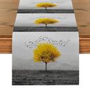 Axyaa Yellow Tree Birds Table Runner for Kitchen Dining Wedding Party