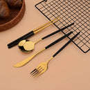 Axyaa Luxury Golden Korean Stainless Steel Dinnerware Set 24Pcs