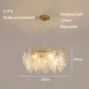 Axyaa French Cream Glass Chandelier Modern Minimalist Art for Living Room
