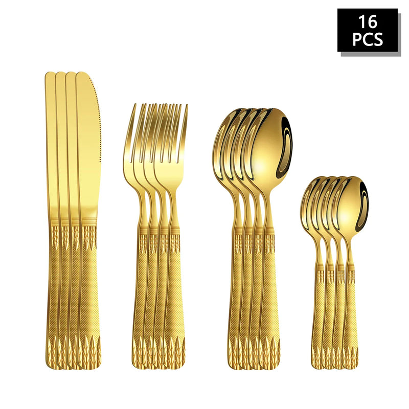 Axyaa Stainless Steel Cutlery Set with Wheat Ear Handle for Family Hotel Party