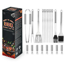 Axyaa 7-Piece Stainless Steel BBQ Tool Set in Paper Box for Outdoor Grilling