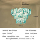 Axyaa Vintage Green Glass Crystal Chandelier Pendant Lamp for Living Room Bedroom