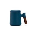 Axyaa Ceramic Bubble Tea Cup with Wood Handle - Luxury Vintage Coffee Mug
