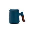Axyaa Ceramic Bubble Tea Cup with Wood Handle - Luxury Vintage Coffee Mug