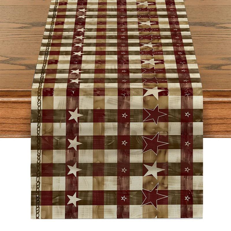 Axyaa Wood Grain Table Runner: Farmhouse Dining Decor for Holiday Parties & Home Tables