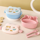 Axyaa Cat Shaped Double Layer Bento Box with Utensils and Microwave-Safe Features