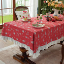 Axyaa Christmas Embroidered Cotton Tablecloth Rectangle Retro Farmhouse Dining Room Decor
