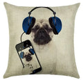 Square Linen Pug French Bulldog Pillow Cover by Axyaa