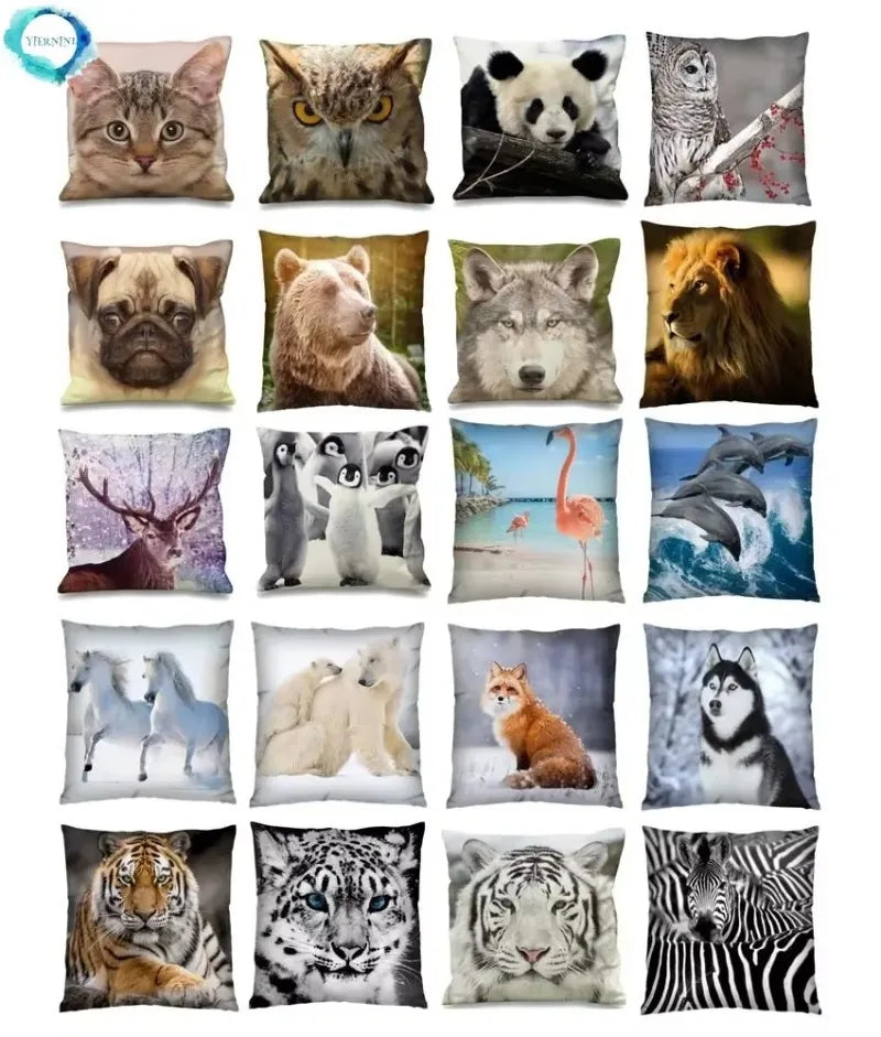 Axyaa 3D Animal Themed Cushion Covers (18" x 18") - Cute Designs
