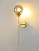 Axyaa Glass Globe Wall Sconce: Elegant Brass LED Bedside Lamp for Bedroom & Study