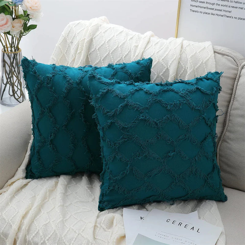 Axyaa Soft Striped Linen Pillow Cover for Sofa - 50x50cm
