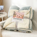 Axyaa Nordic Light Luxury Lamb Wool Flannel Double Layer Thick Quilt Blanket