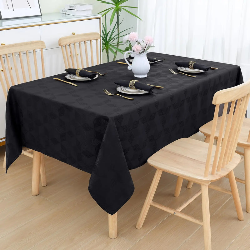 Axyaa Leaf Flower Print Polyester Jacquard Tablecloth for Home, Party, Banquet