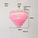 Pink White Glass Art LED Chandelier by Axyaa - Modern Hanging Lamps for Living Room