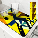 Axyaa Watercolor Geometry Absorbent Kitchen Drying Mat