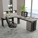 Axyaa Industrial L-Shaped Executive Desk with File Cabinet, Corner Computer Table