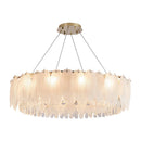 Axyaa Luxury Feather Glass Crystal Pendant Chandelier for Modern Home Decor.