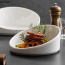 Axyaa White Ceramic Dessert Plate Set for Molecular Cuisine and Snacks