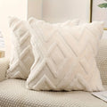 Axyaa Luxe Grey Faux Fur Plush Throw Pillow Cover for Stylish Home Decor