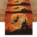Axyaa Halloween Magic Broom Castle Table Runner - Farmhouse Wedding Party Decor