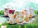 Axyaa Floral Rose Bone  Thermos Tumbler Mug - Tea for One Cup - Large Mug