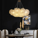 Axyaa Luxury Acrylic Cream Round Ceiling Chandelier - Elegant Lighting Fixture for Home Decor