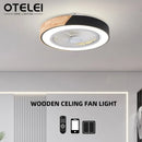Axyaa Smart LED Ceiling Fan Light 6-Speed Remote Control 52CM Wood Living Room Bed