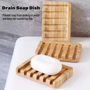 Axyaa Bamboo Soap Dish with Water Drain - Bathroom Kitchen Organizer Tray