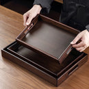 Axyaa Bamboo Rectangular Storage Tray with Handle for Dinner, Dessert, and Fruit