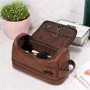 Axyaa Waterproof Leather Toiletry Bag with Hanging Hook - Travel Cosmetic Organizer