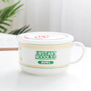 Axyaa Ceramic Noodle Bowl with Lid - Large Capacity Soup & Salad Lunch Box