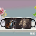 Axyaa Color Changing Animal Ceramic Mug Lion Tiger Heat Sensitive Coffee Cup