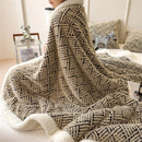 Axyaa Plush Fleece Throw Blanket for Sofa Bed - Warm Double Layer Plaid Blanket