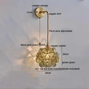 Axyaa Copper Glass LED Wall Lamp Sconce with Pull Chain Switch