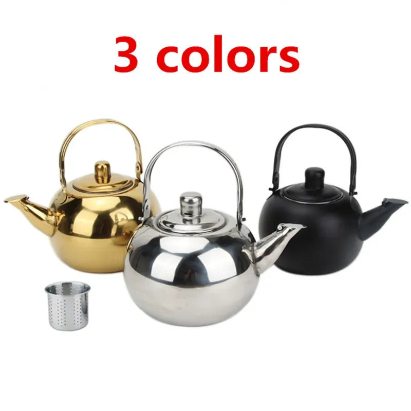 Axya Stainless Steel Gold Teapot with Tea Infuser Filter - Large Capacity & Elegant Design