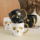 Axyaa Skull Ceramic Mug Gold Plated Large Capacity Breakfast Milk Wine Glass