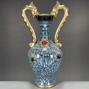 Axyaa Song Dynasty Gilded Gemstone Double Dragon Vase for Home Living Room Decor