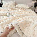 Axyaa Heart Pattern Coral Fleece Blanket: Double Layer Thicken Warm Plush Sofa Throw