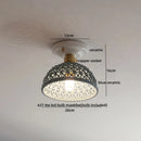 Axyaa Copper Wood LED Ceiling Lamp; Modern Ceramic Living Room Lighting Fixtures