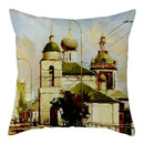 Axyaa Printed Landscape Cotton Linen Pillow Cover for Home Decor 45x45cm
