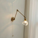 Axyaa Vintage LED Wall Lamp Swing Long Arm Loft Glass Copper Light for Bedroom